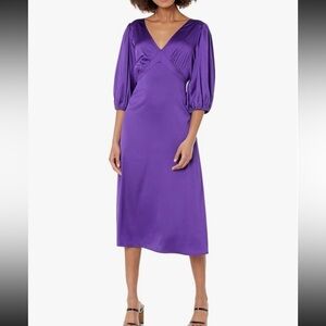 The Drop Women's Athena V-neck Silky Midi Dress NWT XS